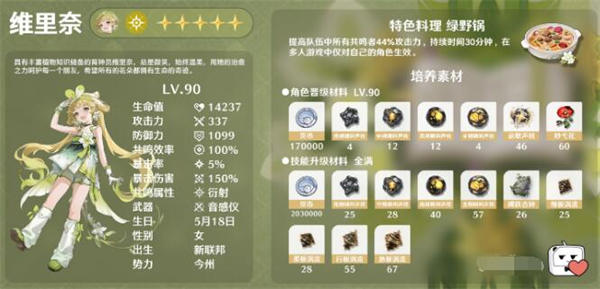 鸣潮维里奈培养材料